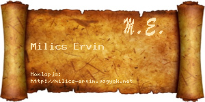 Milics Ervin névjegykártya