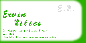 ervin milics business card